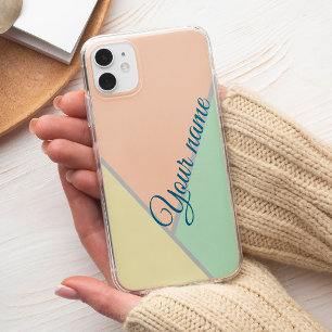 Retro 70S Pink teal Pastel Colour block Pattern iPhone 13 Pro Max Case