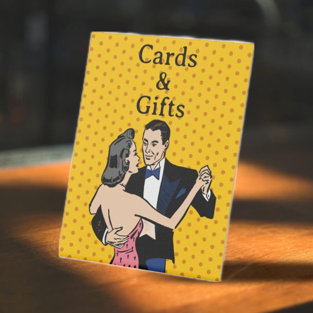 Retro 70's Pop Art Comic Book Romantic Wedding Pedestal Sign (Creator Uploaded)