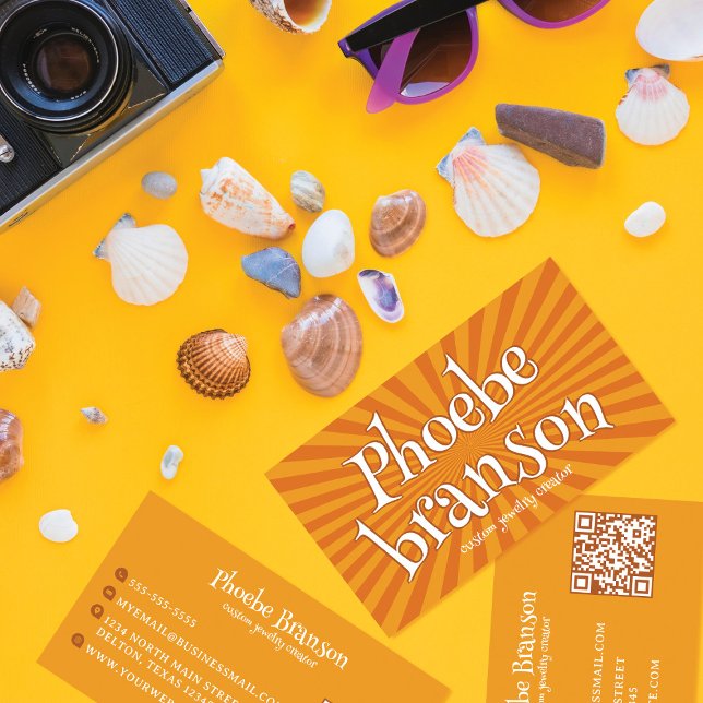 Retro 70's Radial Burst Groovy Typography Business Card (Creator Uploaded)