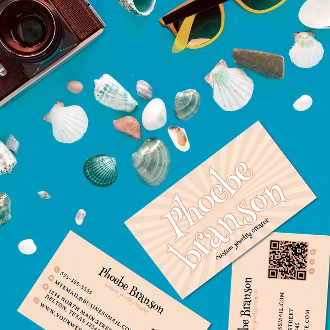 Retro 70's Radial Burst Groovy Typography Business Card (Creator Uploaded)