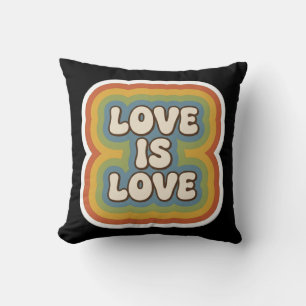 Retro 70s Rainbow "Love is Love Cushion