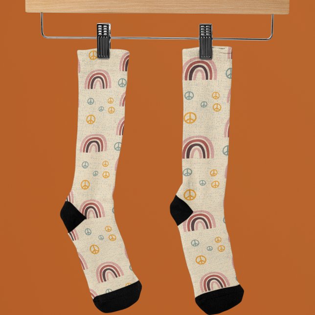 Retro 70s Rainbow Peace Sign Socks (Creator Uploaded)