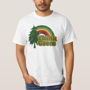 Retro 70s Rainbow, Think Green T-Shirt