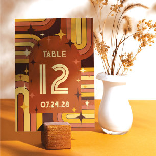 Retro 70's Rainbow Wedding Table Number