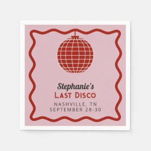 Retro 70s Red and Pink Last Disco Bachelorette  Napkin