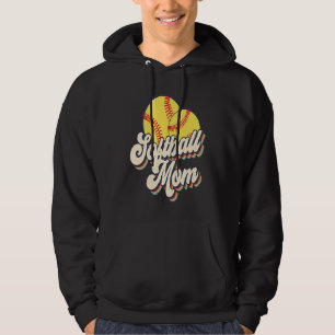 Retro 70s Softball Mom Cute Player Mama Team Sport Hoodie