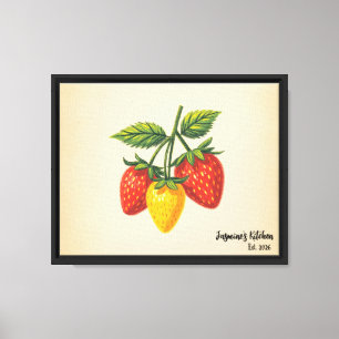 Retro 70s Strawberry Kitchen Wall Art -Personalize