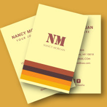 Retro 70s Stripes Monogram Yellow