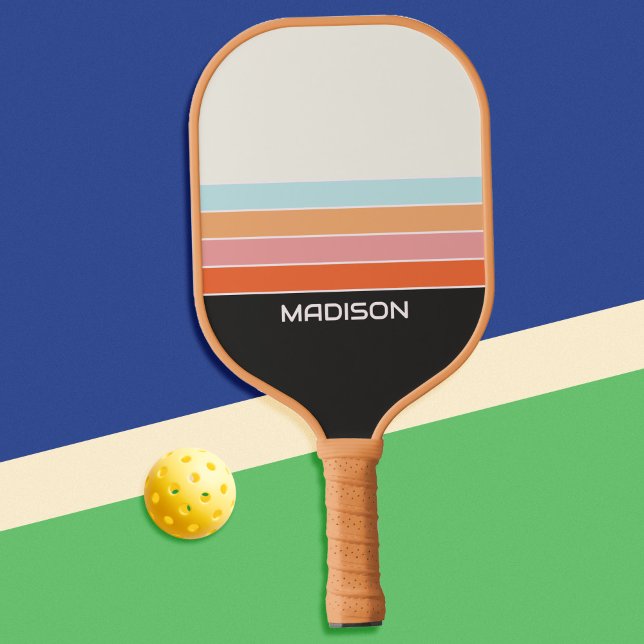 Retro 70s Stripes Personalised Pickleball Paddle (Creator Uploaded)