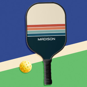 Retro 70s Stripes Personalized Pickleball Paddle