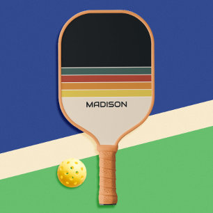 Retro 70s Stripes Personalized Pickleball Paddle