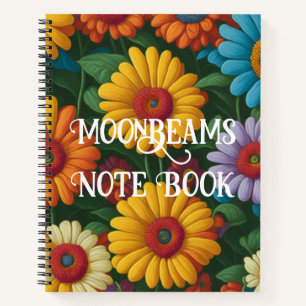 Retro 70s style colourful daisies  notebook