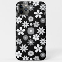 Retro 70s Style Flower Monochrome Big Pattern