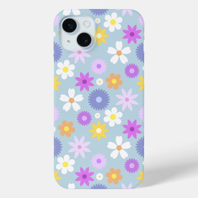 Retro 70s Style Flower Pattern Pastel Colours Case-Mate iPhone Case (Back)
