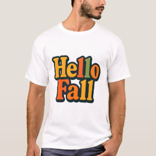 Retro 70s Style Hello Fall Typography T-Shirt