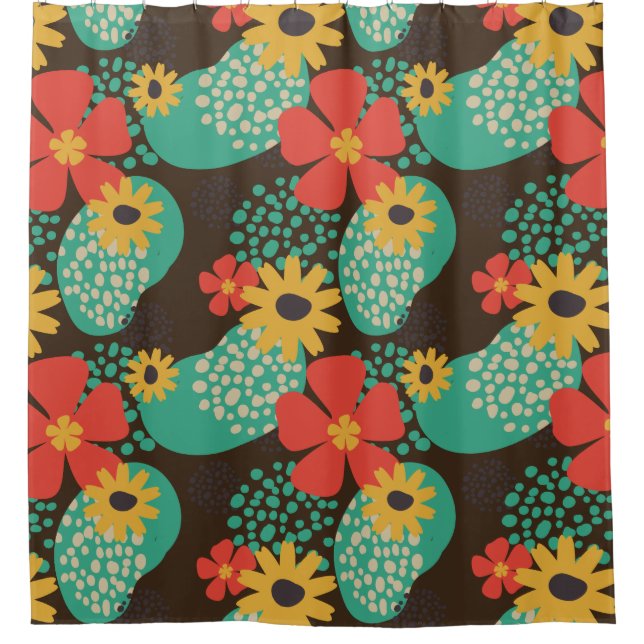 Retro 70s style Shower curtain (Front)