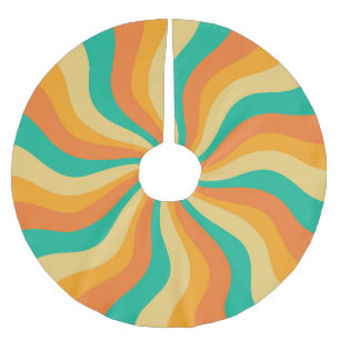 Retro 70s Sunburst Colourful Background Brushed Polyester Tree Skirt
