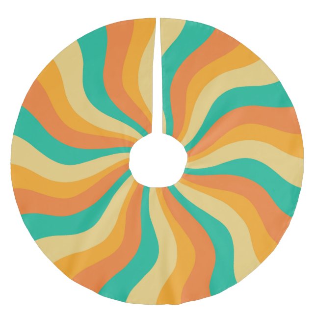 Retro 70s Sunburst Colourful Background Brushed Polyester Tree Skirt (Front)