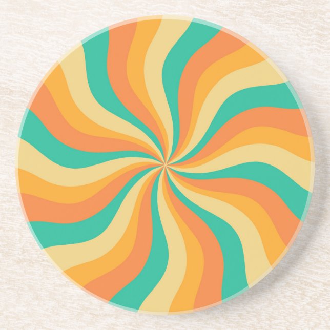 Retro 70s Sunburst Colourful Background Coaster (Front)