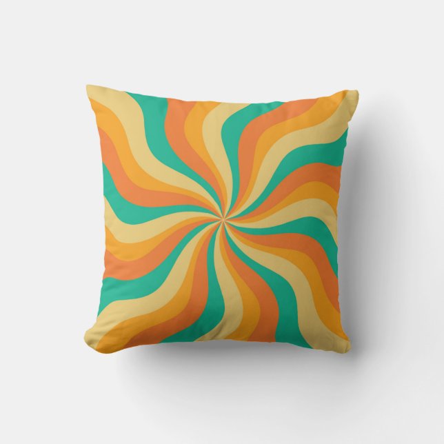 Retro 70s Sunburst Colourful Background Cushion (Front)