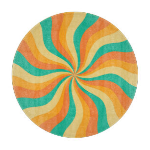 Retro 70s Sunburst Colourful Background Cutting Board