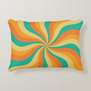 Retro 70s Sunburst Colourful Background Decorative Cushion