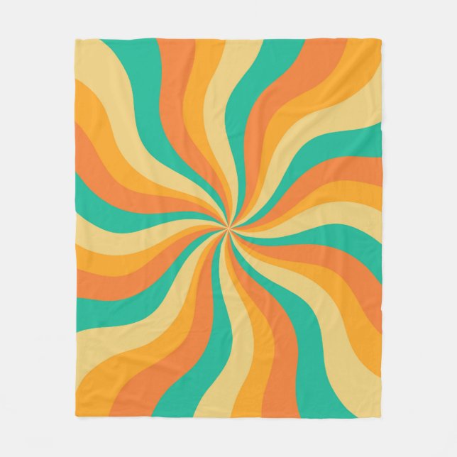 Retro 70s Sunburst Colourful Background Fleece Blanket (Front)