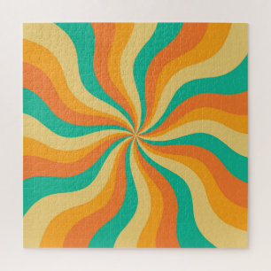 Retro 70s Sunburst Colourful Background Jigsaw Puzzle