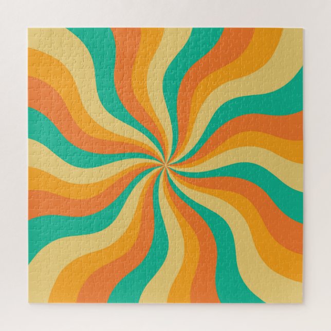 Retro 70s Sunburst Colourful Background Jigsaw Puzzle (Vertical)