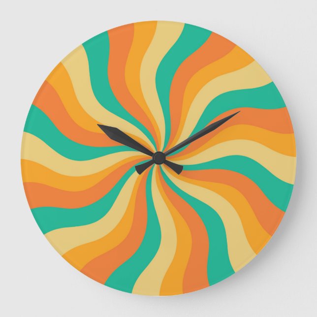 Retro 70s Sunburst Colourful Background Large Clock (Front)