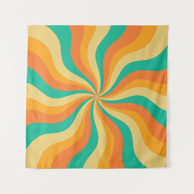 Retro 70s Sunburst Colourful Background Tapestry (Front)