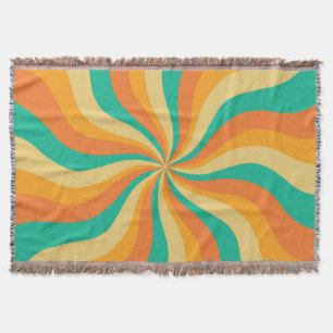 Retro 70s Sunburst Colourful Background Throw Blanket