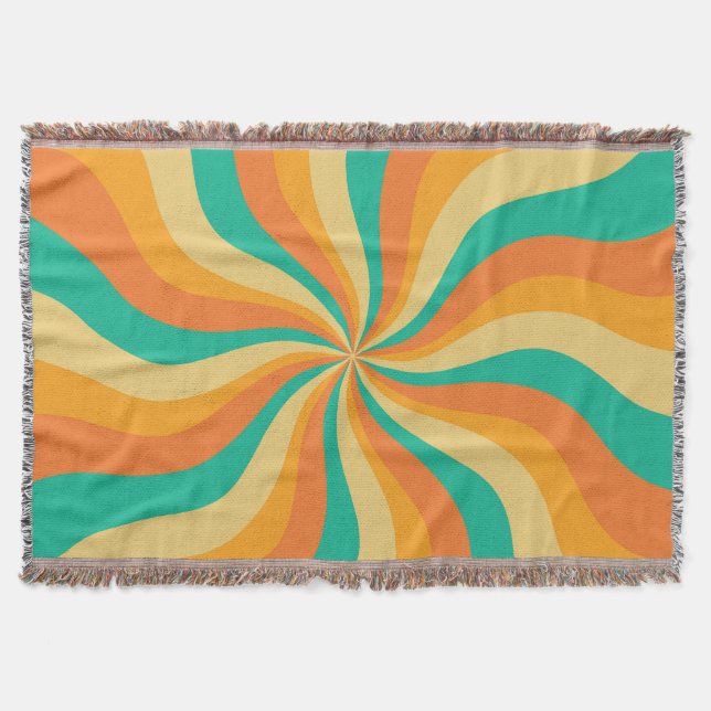 Retro 70s Sunburst Colourful Background Throw Blanket (Front)