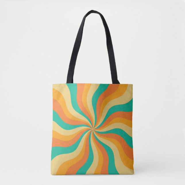 Retro 70s Sunburst Colourful Background Tote Bag (Front)