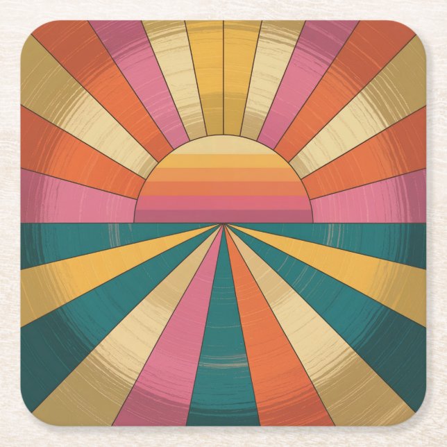 Retro 70s Sunset Coaster Set (Front)