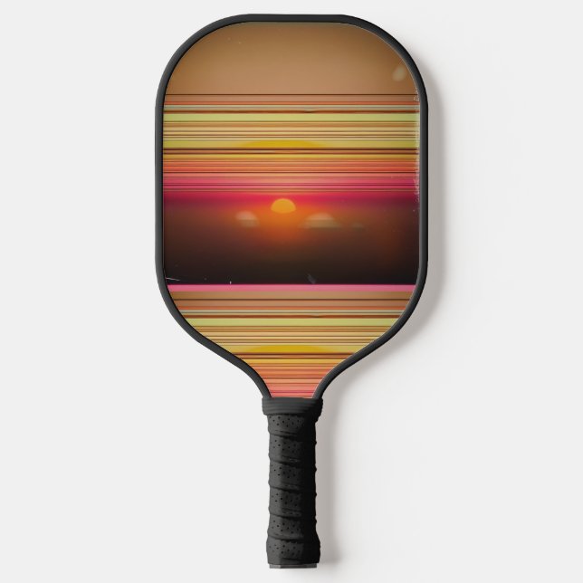 Retro 70s Sunset Lines Abstract Pickleball Paddle (Front)