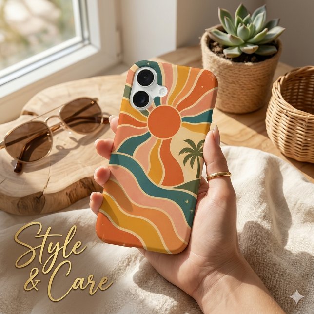 Retro 70s Sunset Waves & Palm Trees Aesthetic (Retro 70s Sunset Waves & Palm Trees Aesthetic iPhone 17 Case)