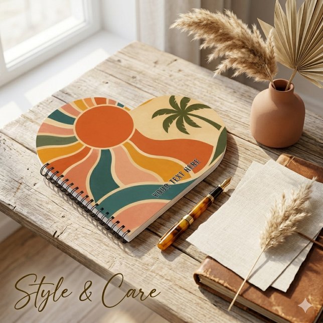 Retro 70s Sunset Waves & Palm Trees AestheticHeart Notebook (Retro 70s Sunset Waves & Palm Trees AestheticHeart Notebook)