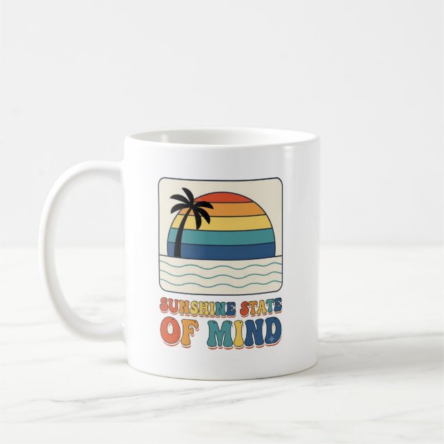 Retro 70s "Sunshine State of Mind" Palm Tree  Coffee Mug (Left)