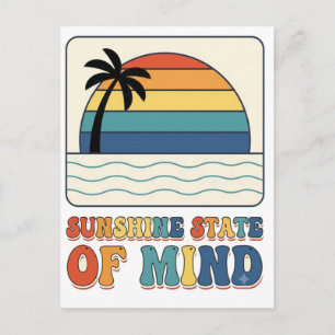 Retro 70s "Sunshine State of Mind" Palm Tree Postcard