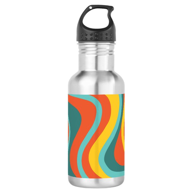 Retro 70s swirls background 710 ml water bottle (Front)