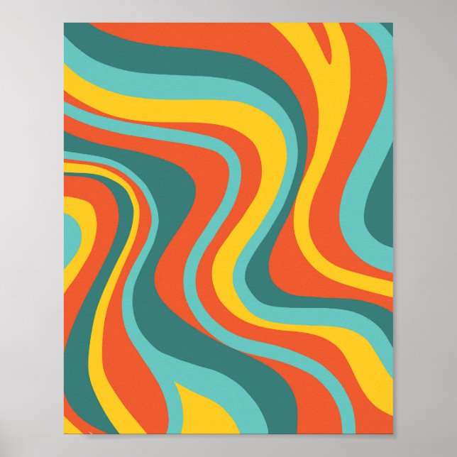 Retro 70s swirls background poster (Front)