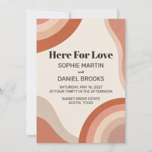 Retro 70s Terracotta Groovy Wedding Invitation