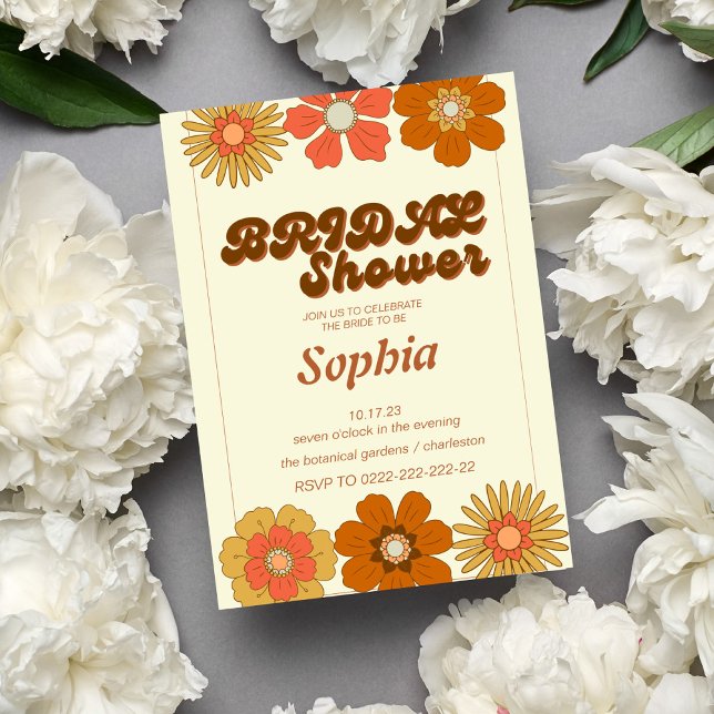 retro 70S trendy BRIDAL SHOWER  Invitation (Creator Uploaded)
