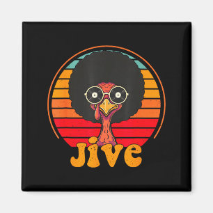 Retro 70s Turkey Jive Afro Thanksgiving Family Men Magnet