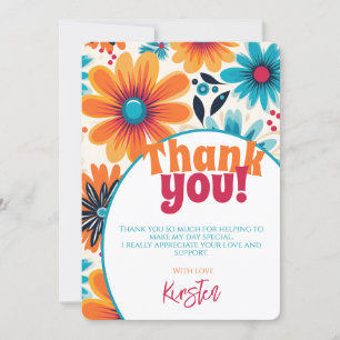 Retro 70's Vibe Flower Power Thank You Card