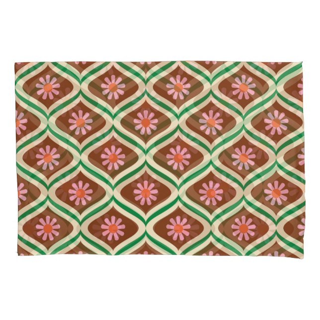 Retro 70s: Vintage Floral Pattern Pillowcase (Front)