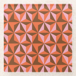 Retro 70's: Vintage Pattern Background Glass Coaster