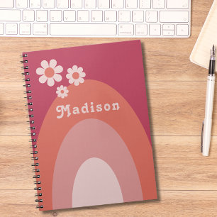 Retro 70s Vintage Personalised Name Notebook