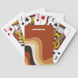 Retro 70s Wavy Burnt Orange Groovy Personalised Playing Cards